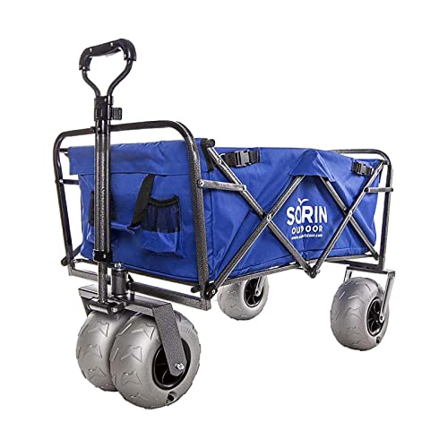 Sorin Outdoor Heavy Duty Collapsible Foldable Beach Cart with Balloon Wheels for Sand Garden Wagon Camping Beach Wagon with Balloon Tires Cart for Beach with Big Wheels Inflatable Tires | The Storepaperoomates Retail Market - Fast Affordable Shopping