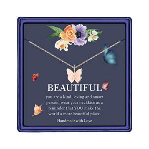 Hidepoo Tiny Butterfly Necklaces for Women Girls – 14K Rose Gold Filled Initial Letter A Butterfly Necklace Tiny Initial Name Letter Butterfly Choker Necklaces for Women Girls Gifts(A)