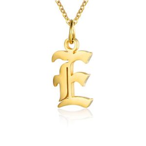 Letter Necklaces for Women Personalized Necklaces 18K Gold Plated Initial Pendant Old English Name Necklaces A-Z Bridesmaid Gift for Girls (E)