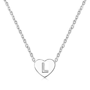 MiniJewelry L Letter Tiny Heart Initial Letter Necklace for Women Pendant Choker Alphabet Personalized Name Necklaces