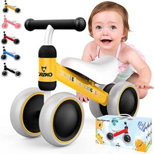CRZKO Baby Balance Bikes, Baby Walker, Baby Balance Bike for 10-24 Months, No Pedal 4 Wheels Infant Baby Bicycle First Birthday Gift Toddler Bike for 1 Year Old Boys and Girls