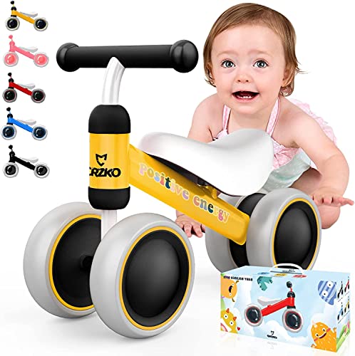 CRZKO Baby Balance Bikes, Baby Walker, Baby Balance Bike for 10-24 Months, No Pedal 4 Wheels Infant Baby Bicycle First Birthday Gift Toddler Bike for 1 Year Old Boys and Girls | The Storepaperoomates Retail Market - Fast Affordable Shopping
