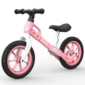 Nasitip Balance Bike for 2 3 4 5 Year Old Kids Boys Girls 12-Inch Wheels Training Bike No Pedal Adjustable Seat Height (Pink)