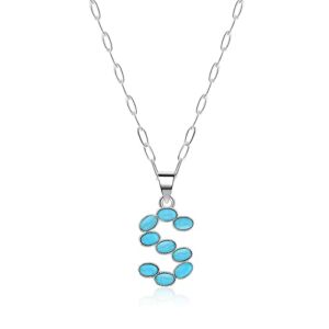 Western Turquoise Initial Necklace Letter Cowgirl Bohemian A-Z Hippie Boho Turquoise Stones Pendant Necklace for Women Girls (S)