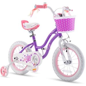 RoyalBaby Stargirl Kids Girls Bike Bicycle with Basket Training Wheels 14 Inch Purple