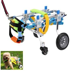 Dog Wheelchair Adjustable Four Wheel Foreareck Training Wheels Pet Walking Assistant Weak Rear Leg Pet Training Tool,2XS