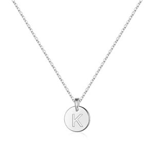 S925 Sterling Silver Initial Necklaces for Women Jewelry, Dainty Tiny Disc Initial Necklace Cute Letter K Pendant Necklace for Teen Girls Gift Jewelry for Women Girls Teenage Mothers Day Birthday Gifts