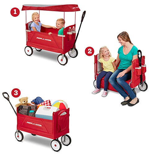 Radio Flyer 3-In-1 EZ Folding, Outdoor Collapsible Wagon for Kids & Cargo, Red Folding Wagon | The Storepaperoomates Retail Market - Fast Affordable Shopping