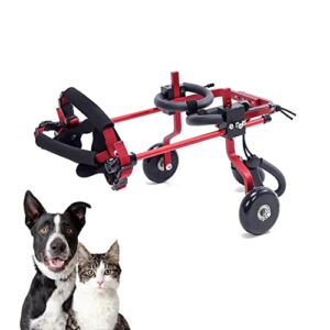 Small Dog Wheelchair Adjustable Lightweight Dog Exercise Wheel, Dog Cart Assists Hind Limb Disability Paralyzed Injured Small Pets/Dogs to Restore Mobility|Red (XS)