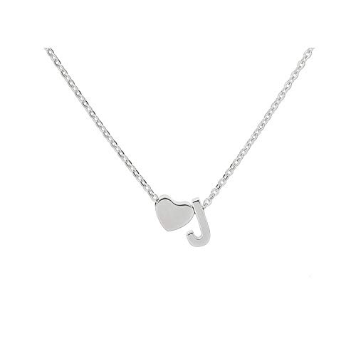 Tiny Gold Silver Love Heart Initial Necklace Personalized Dainty Letter Necklace Name Jewelry for Women Birthday Gift(silver J) | The Storepaperoomates Retail Market - Fast Affordable Shopping