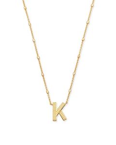 Kendra Scott Letter K Pendant Necklace for Women, Fashion Jewelry, 14k Gold-Plated Brass, Gold Metal, Letter K