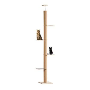 Catforest Floor-to-Ceiling Cat Tree Cat Climbing Tower with Natural Sisal Rope Scratching Post, Height:93.7-101.1Inch&101.2-108.6Inch&108.7-115.4Inch 3 Options(Celling Height:101.2inch-108.6inch)