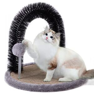 Cooenia Sisal Cat Scratcher, Cat Arch Self Groomer Massager with Cat Hair Brush and Kitty Ball Toy, Cat Scratch Pad for Kittens and Indoor Cats – Reversible Design