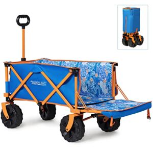 Old Bahama Bay Collapsible Outdoor Utility Wagon,Compact Folding Wagon with Big All Terrain Wheels,Heavy Duty Cart for Beach Camping Garden Shopping Sports(Turtle Spray)