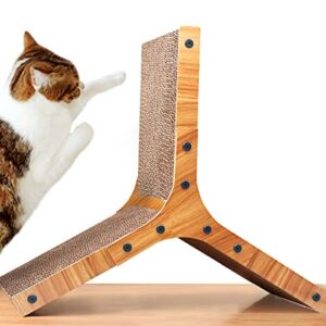 AGYM Cat Scratcher Pad, Cardboard Cat Scratcher with Cat Toys Ball Track for Indoor Cats and Kitten , Vertical Cat Scratch Pad Board, Stable and Easy for Cats to Scratch, Protect Your Furniture