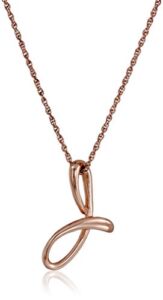 Amazon Collection 14k Rose Gold Plated Sterling Silver “J” Cursive Initial Pendant Necklace, 18″