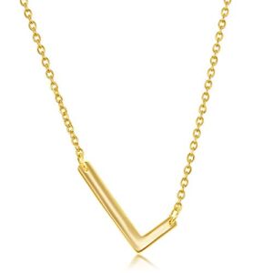 Gold Initial Necklace for Women – Sideways Initial Necklace – Sideways Initial Necklace – Necklaces for Teen Girls – Initial Monogram Gifts for Woman – l necklace initial – Gold Initials Necklace (14k Gold over Silver)