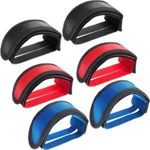 3 Pairs Bike Pedal Straps Bicycle Feet Straps Cycling Adhesive Pedal Toe Clip Strap Belt for Fixed Gear Bike (Red, Black, Blue)