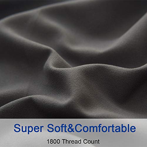 SONORO KATE Bed Sheet Set Super Soft Microfiber 1800 Thread Count Luxury Egyptian Sheets 16-Inch Deep Pocket Wrinkle -4 Piece(Queen Dark Grey) | The Storepaperoomates Retail Market - Fast Affordable Shopping