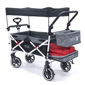 Creative Outdoor Push Pull Collapsible Folding Wagon | Titanium Series Plus | Beach Park Garden & Tailgate Black with Canopy