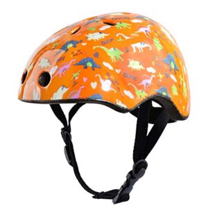 Besmall Cute Kids Bike Helmet Ages 3-7 Boys Girls Adjustable Safety & Comfort Helmets for Multi-Sports Cycle Skating Orange Dinosaur World