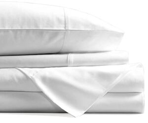 800-Thread-Count Egyptian Quality Pure 100% Cotton Sheets, White Full Size Sheet Set, Long Staple Cotton, Sateen Weave for Soft and Silky Feel, Fits Mattress Upto 18” DEEP Pocket (Packaging May Vary)