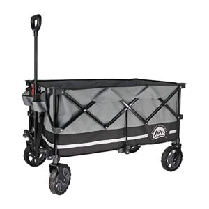 Maxwell Outdoors Nature’s Journey Collapsible Folding Outdoor Utility Cart Camping Wagon with Large Storage Volume and All Terrain Wheels, Black/Grey