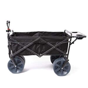 Mac Sports Heavy Duty Collapsible Folding All Terrain Utility Wagon Beach Cart Attached Mini Table – Black