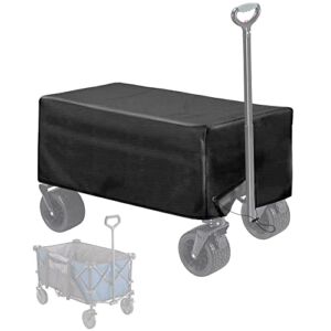 Kintaki Outdoor Wagon Cover, 600D Waterproof Folding Garden Wagon Cart Cover, Suitable for Collapsible Folding Utility Wagon Cart, 38″ L x 22″ W x 20″ H, Black
