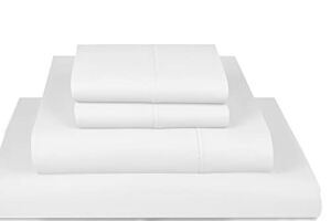 Bluemoon Homes Luxurious 1000 Thread Count Italian Finish 100% Egyptian Cotton 4-Piece Bed Sheet Set, Fits Mattress Up to 18 inches Deep Pocket, Solid Pattern (Color – White, Size – California King).