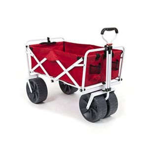 Mac Sports Heavy Duty Collapsible Folding All Terrain Utility Wagon Beach Cart – Red/White