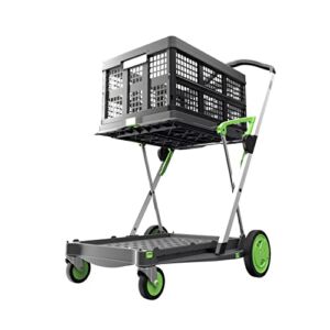 CLAX® Multi use Functional Collapsible carts | Mobile Folding Trolley | Shopping cart with Storage Crate | Platform Truck (Green)