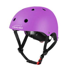 KAMUGO Kids Adjustable Helmet, Suitable for Toddler Kids Ages 8-14 Boys Girls, Multi-Sport Safety Cycling Skating Scooter Helmet (Purple, Medium)