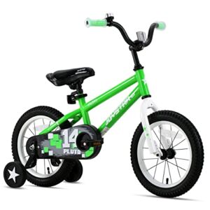 JOYSTAR 12 Inch Pluto Kids Bike with Training Wheels for Ages 3 4 Year Old Boys Girls Toddler Children BMX Bicycle Green