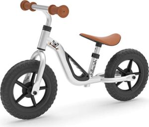 Chillafish Charlie Lightweight Toddler Balance Bike, Cute Balance Trainer for 18-48 Months, Learn to Bike with 10″ inch no-Puncture Wheels, Adjustable seat and Carry Handle., Silver
