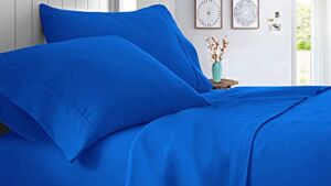 Ganesha Bedding 600 TC Solid Sheet Set Egyptian Cotton Hotel Luxury Bed Sheets – Extra Soft with Deep Pockets -Wrinkle Free Breathable & Cooling,Full XL, Royal Blue