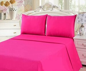 Rico Bedding 100% Pure Egyptian Cotton6pc Sheets Sets,Cooling Bed Sheets 600 Thread Count Long Staple Cotton ,Sateen Weave for Soft and Silky Feel, Fits Mattress 15” Deep Pocket(Short Queen,Hot Pink)