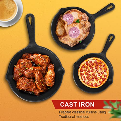 Pretreatment cast iron pan 3 piece cast iron frying pan non stick cooker set with heat-resistant bracket – 6 inch, 8 inch and 10 inch cast iron set | The Storepaperoomates Retail Market - Fast Affordable Shopping