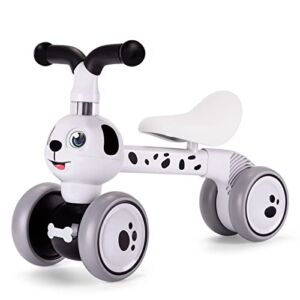 YGJT Baby Balance Bike for 1 + Year Old Boy and Girl, Indoor Outdoor Non-Pedal Baby Walker Riding Toys for 10-36 Months Toddlers, Silent Wheels, 1st Birthday, Kids First Bike Spotty Dog