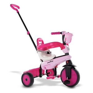 smarTrike Breeze Multi Stage Kids Tricycle Push Bike with Adjustable Trike Ride On Toy for Toddler & Infant Ages 15 Months to 36 Months, Pink