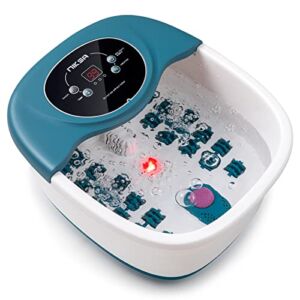 Foot Spa Bath Massager with Heat, Bubble, Vibration and Temperature Control, 22 Massaging Rollers Foot Soak Tub for Foot Pain Relief, Pedicure Foot Soaker with Acupressure Massage Points & Red Light