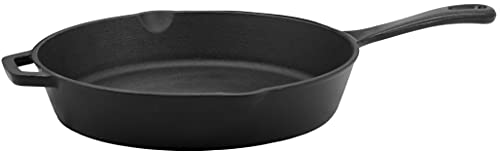Cuisinart Open Round Cast Iron Skillet, 11 Inch, Black Matte | The Storepaperoomates Retail Market - Fast Affordable Shopping