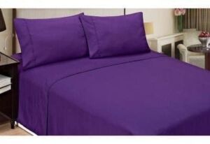 Oversized Queen Size Bed Sheets Set- 4 Pcs- Deep Mattress Fits Up to 10-12 inch Pocket Fully Elasticized Egyptian Cotton Sheets Bedding Sets (Purple Solid, Oversized Queen-(66″ x 80″)