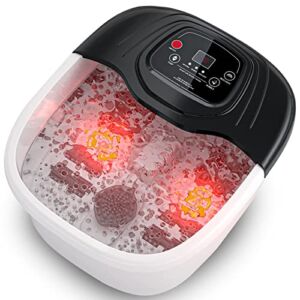 Foot Spa Bath Massager with Heat, Bubble and Vibration, Digital Temperature Control, Pedicure Foot Soaker with 8 Rollers for Soothe and Comfort Feet