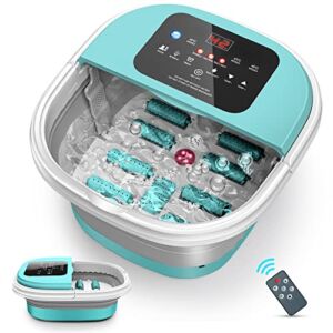 IMONE Foot Spa, Collapsible Foot Bath Massager with Heat, Bubbles, Pumice Stone, Medicine Box, and Red Light, Foot Soak Tub with Remote for Feet Stress Relief (Green)