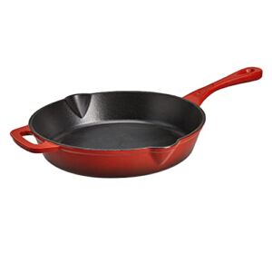 AmazonCommercial Enameled Cast Iron Skillet, 10-Inch, Red