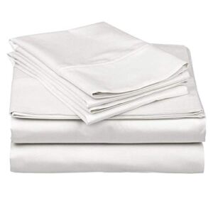 4 Piece Premium Sheet Set Cotton Full, 100% Egyptian Cotton, 400 Thread Count, 15 Inch Deep Pocket of Cotton Sheets, White Solid
