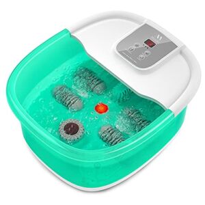 Foot Spa Misiki Foot Bath Massager with Heat Bubbles Vibration and Auto Shut-Off, 4 Massage Rollers and Pedicure Stone for Tired Feet, Foot Soaker with Temperature Control