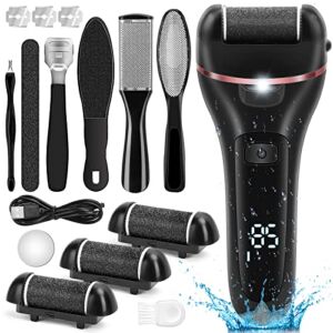 Electric Callus Remover for Feet, 2 Speed Electric Foot File, Rechargeable Foot Scrubber Pedicure kit for Cracked Heels and Dead Skin with 3 Roller Heads.