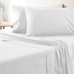 URBANHUT Pure 700 Thread Count Sheets, Full Sheets Cotton, Smooth Luxury Sheets Set (4Pc), High Thread Count Sheets vs Egyptian Cotton Sheets, 15″ Elasticized Deep Pocket – White Hotel Sheets